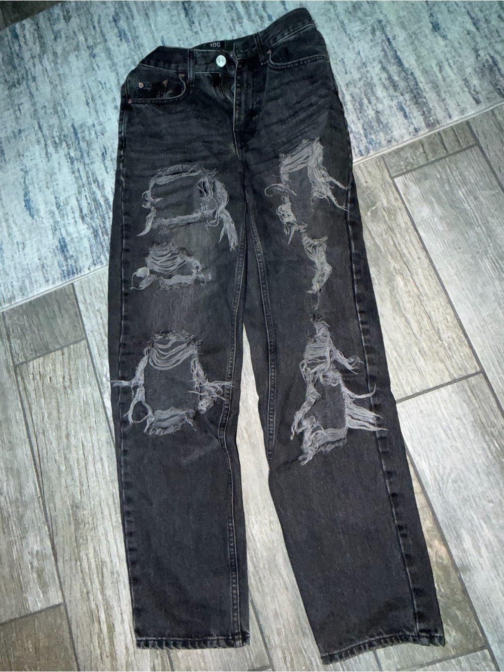 BDG Urban Outfitters High Rise Baggy Destroyed Straight Jeans